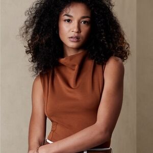 Banana Republic Brown Sleeveless Cowl Neck Top - XS